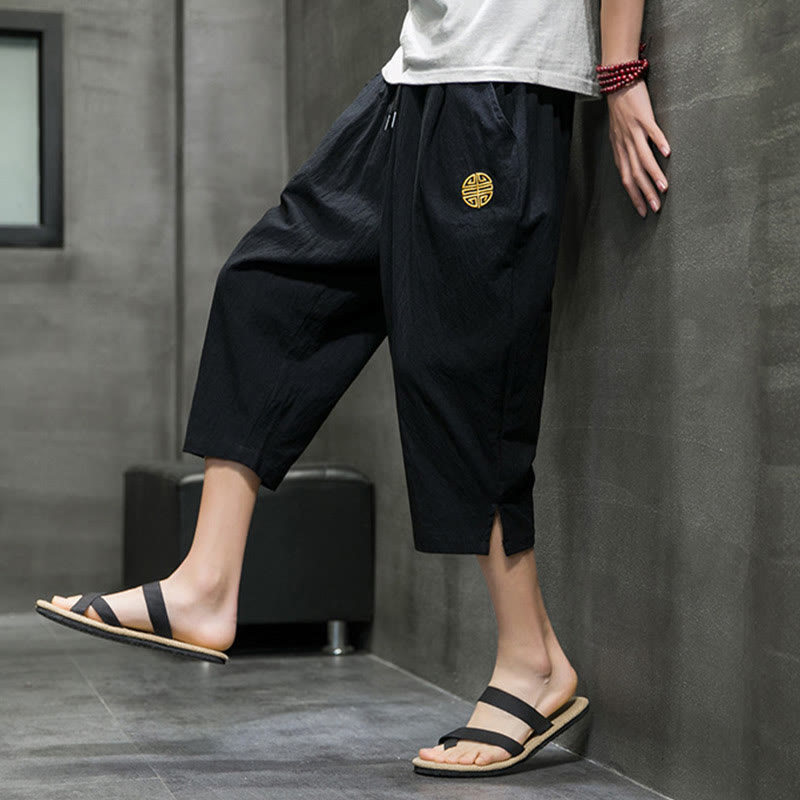 Pantalon court d'été en lin avec cordon de serrage et poches pour homme Buddha Stones - image 15