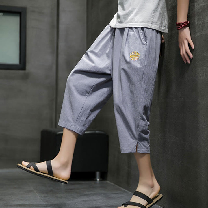 Pantalon court d'été en lin avec cordon de serrage et poches pour homme Buddha Stones - image 24