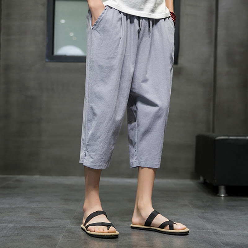 Pantalon court d'été en lin avec cordon de serrage et poches pour homme Buddha Stones - image 19
