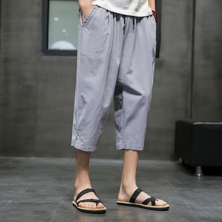 Pantalon court d'été en lin avec cordon de serrage et poches pour homme Buddha Stones - image 19