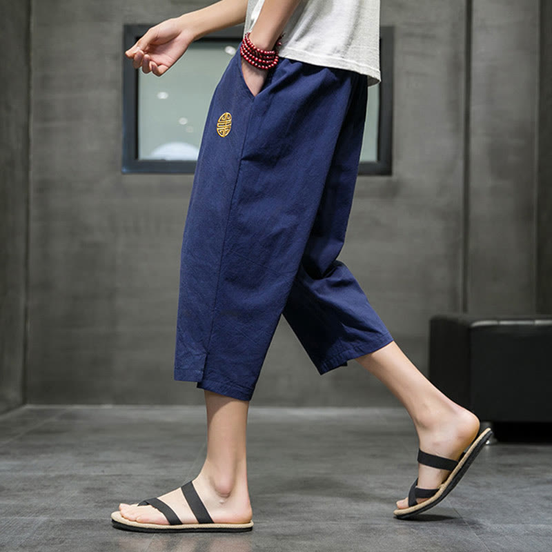 Pantalon court d'été en lin avec cordon de serrage et poches pour homme Buddha Stones - image 8
