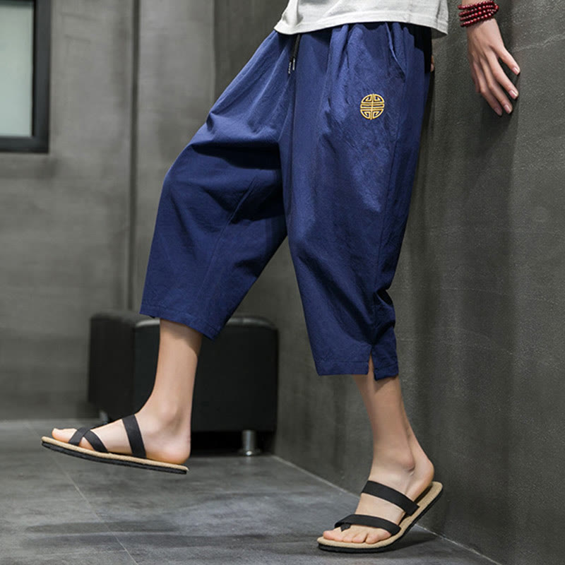 Pantalon court d'été en lin avec cordon de serrage et poches pour homme Buddha Stones - image 8