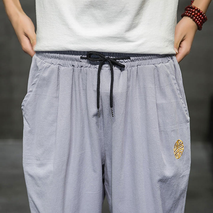 Pantalon court d'été en lin avec cordon de serrage et poches pour homme Buddha Stones - image 26