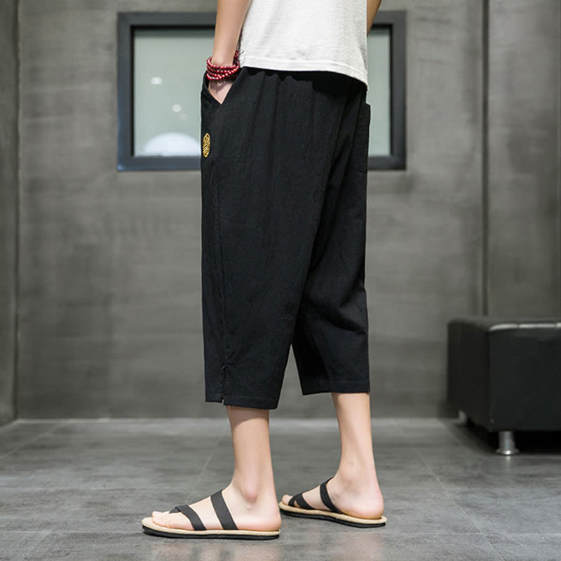 Pantalon court d'été en lin avec cordon de serrage et poches pour homme Buddha Stones - image 11