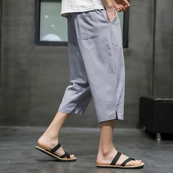 Pantalon court d'été en lin avec cordon de serrage et poches pour homme Buddha Stones - image 20
