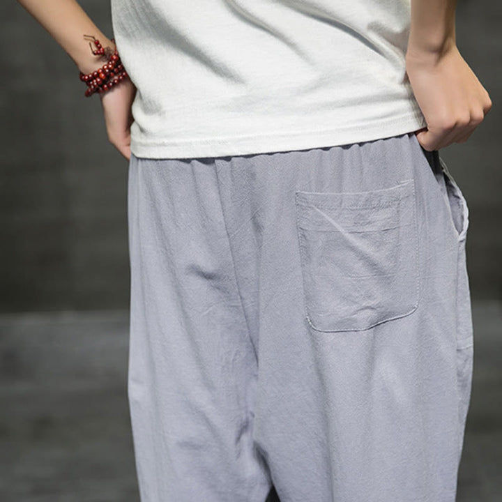 Pantalon court d'été en lin avec cordon de serrage et poches pour homme Buddha Stones - image 27