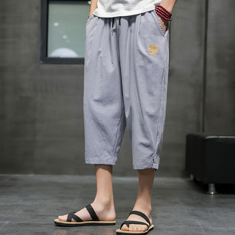 Pantalon court d'été en lin avec cordon de serrage et poches pour homme Buddha Stones - image 22