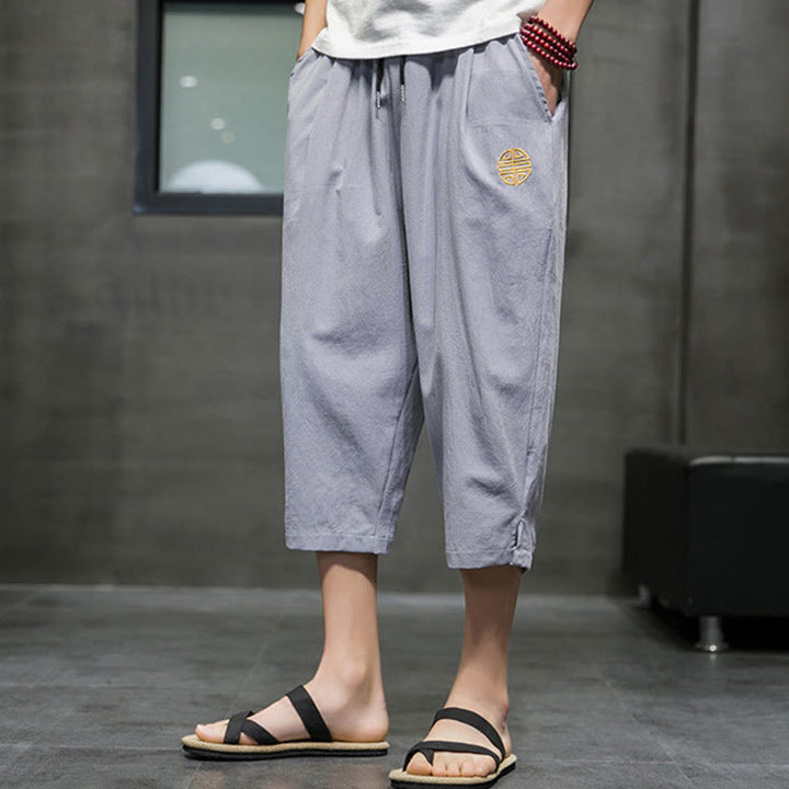Pantalon court d'été en lin avec cordon de serrage et poches pour homme Buddha Stones - image 22