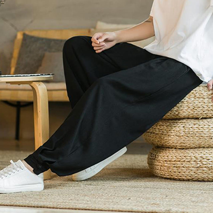 Pantalon fuselé en coton et lin uni d'été Buddha Stones pour homme avec poches - image 22