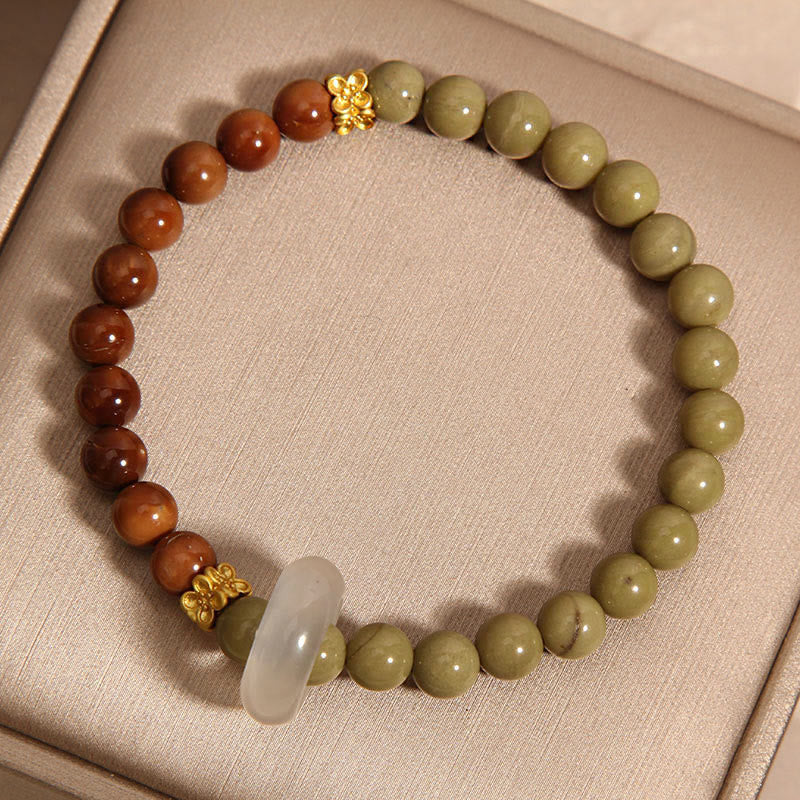 Bracelet d'encouragement en graines de Kuka en agate naturelle d'Alashan de Buddha Stones