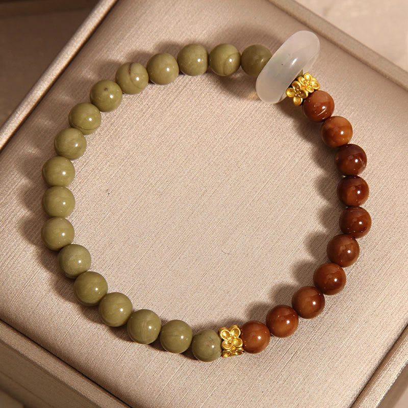Bracelet d'encouragement en graines de Kuka en agate naturelle d'Alashan de Buddha Stones
