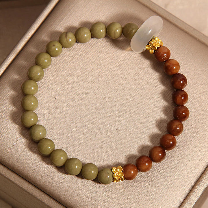 Bracelet d'encouragement en graines de Kuka en agate naturelle d'Alashan de Buddha Stones