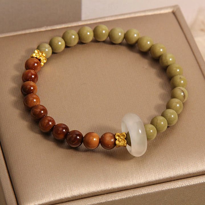 Bracelet d'encouragement en graines de Kuka en agate naturelle d'Alashan de Buddha Stones