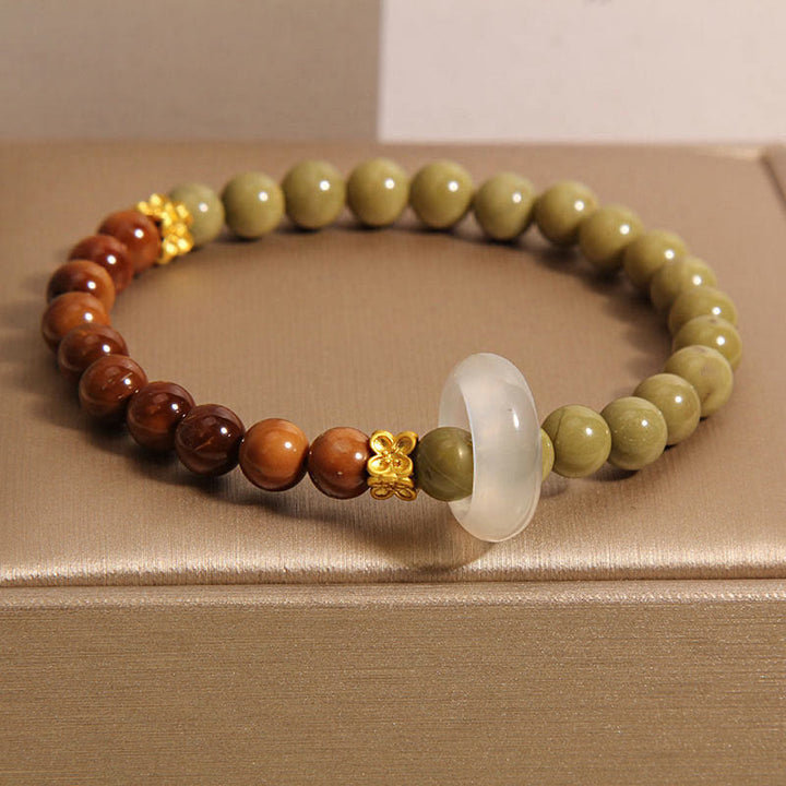 Bracelet d'encouragement en graines de Kuka en agate naturelle d'Alashan de Buddha Stones
