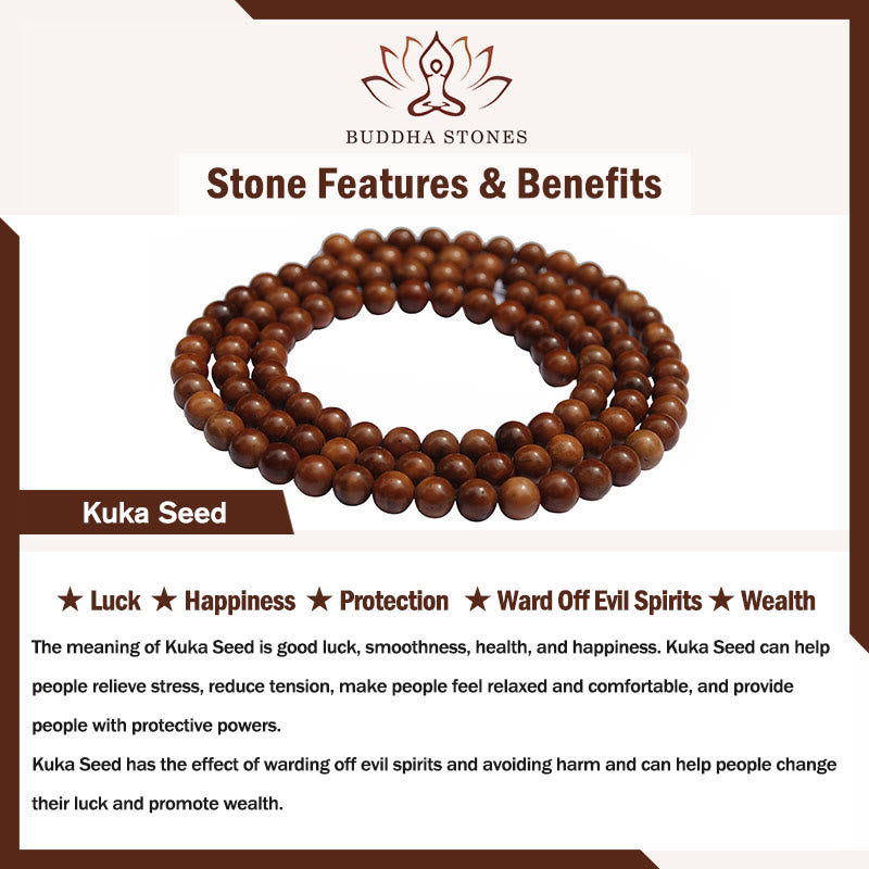 Bracelet d'encouragement en graines de Kuka en agate naturelle d'Alashan de Buddha Stones