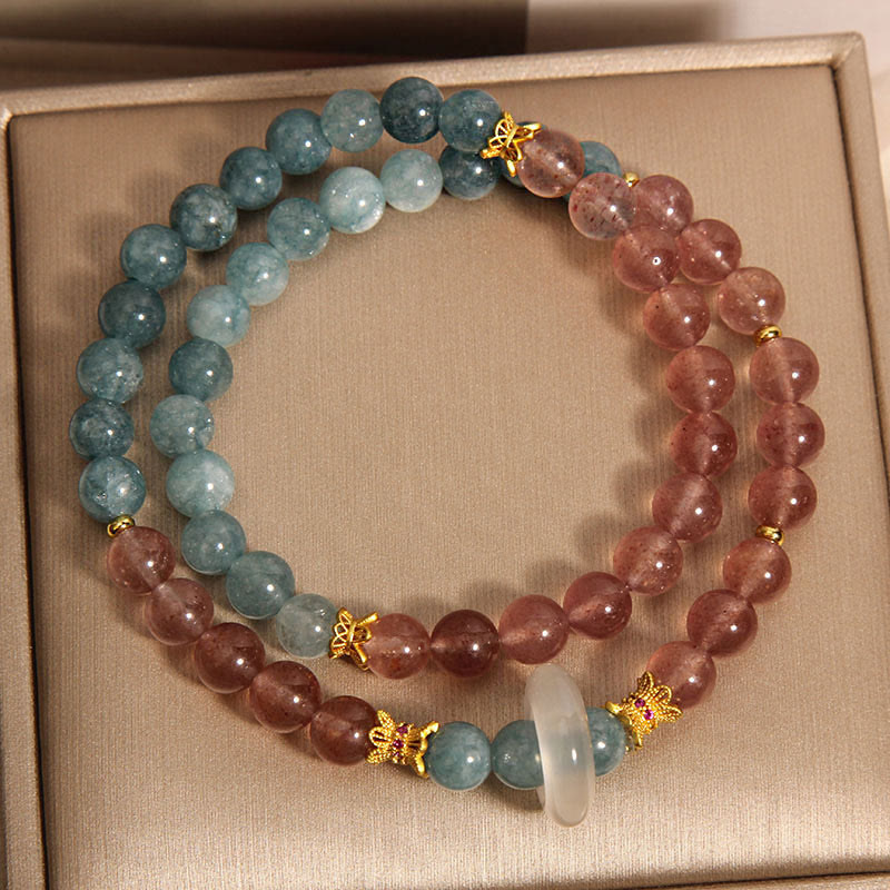 Bracelet de chance en jade et quartz fraise de Buddha Stones