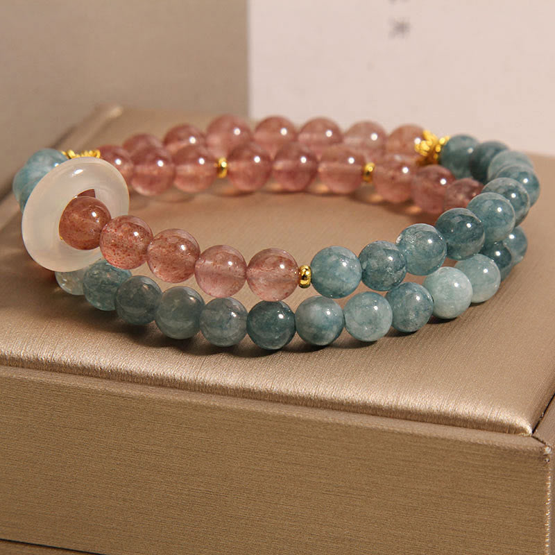 Bracelet de chance en jade et quartz fraise de Buddha Stones