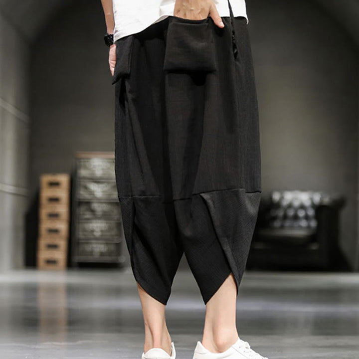 Pantalon court d'été en coton et lin pour homme avec poches Buddha Stones - image 26