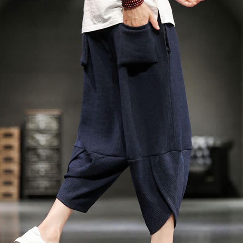 Pantalon court d'été en coton et lin pour homme avec poches Buddha Stones - image 19