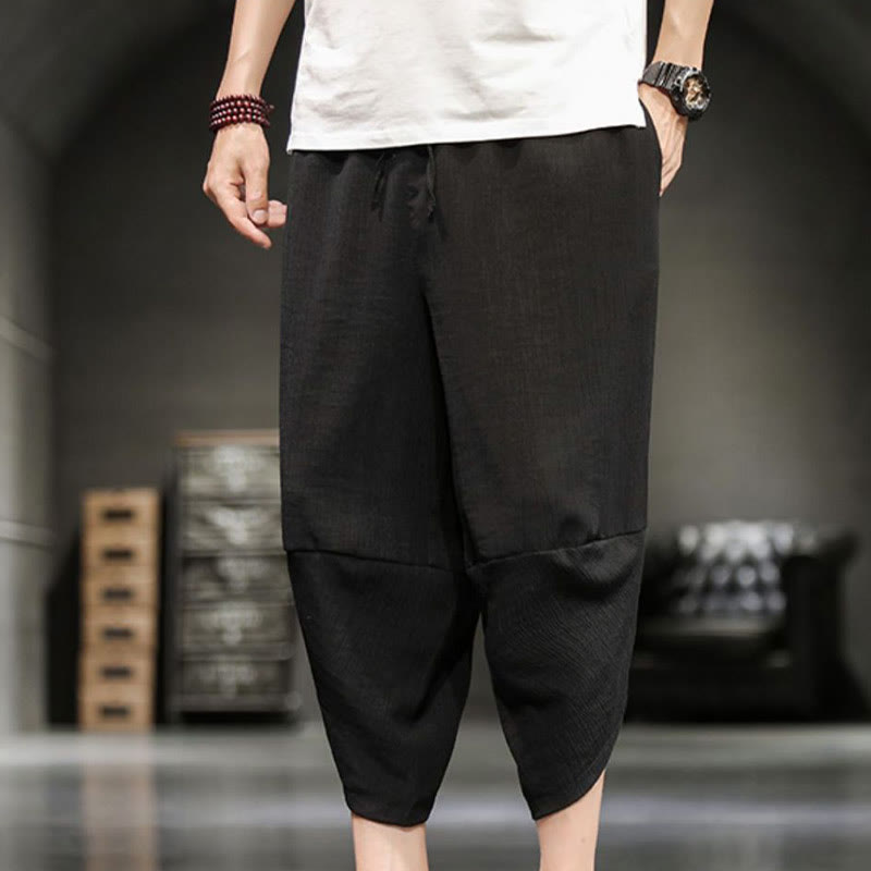Pantalon court d'été en coton et lin pour homme avec poches Buddha Stones - image 30