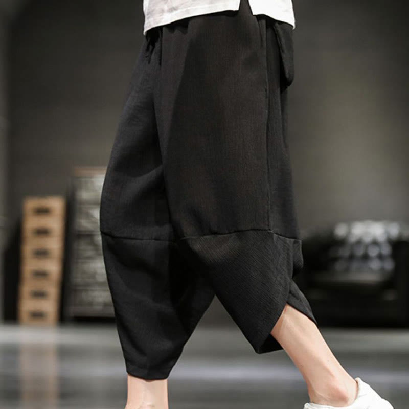 Pantalon court d'été en coton et lin pour homme avec poches Buddha Stones - Noir - US/UK/AU46，EU56 (5XL)  - image 25