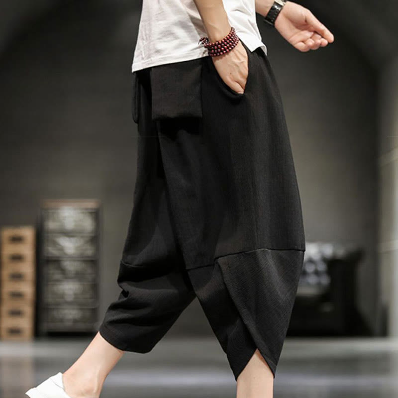 Pantalon court d'été en coton et lin pour homme avec poches Buddha Stones - image 27