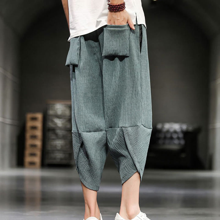 Pantalon court d'été en coton et lin pour homme avec poches Buddha Stones - image 12