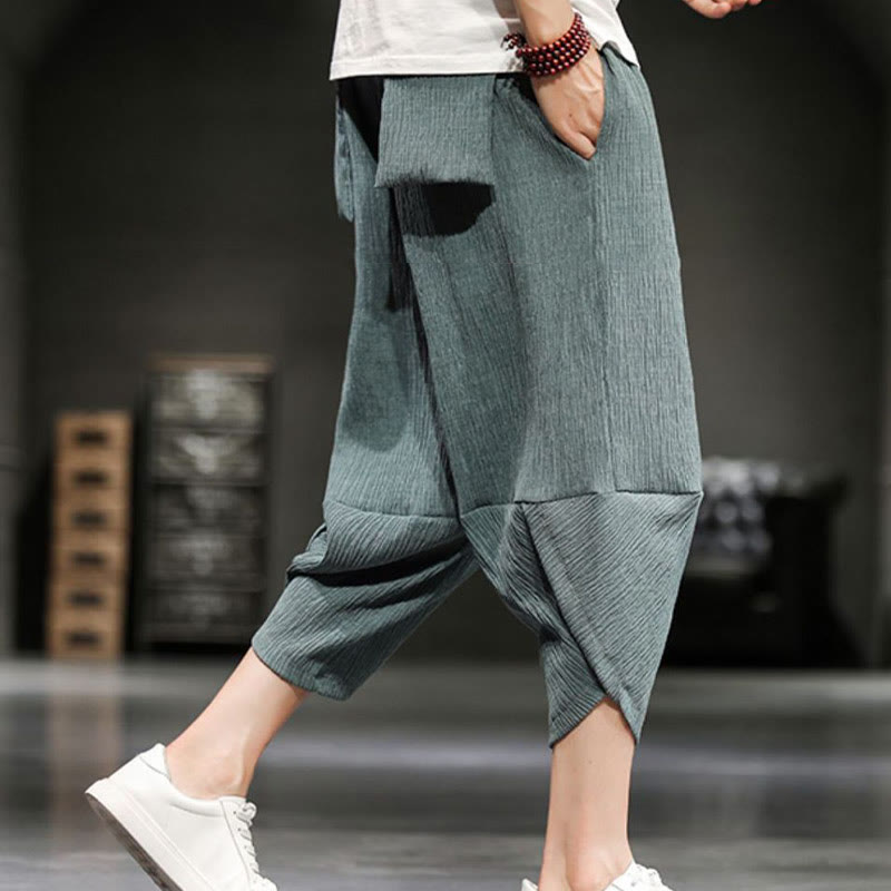 Pantalon court d'été en coton et lin pour homme avec poches Buddha Stones - image 13