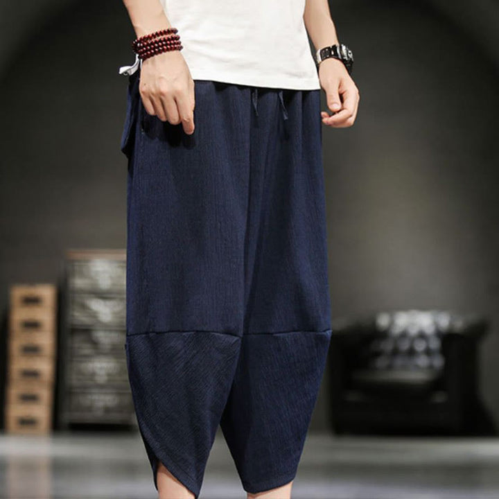 Pantalon court d'été en coton et lin pour homme avec poches Buddha Stones - image 24