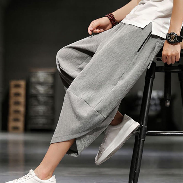 Pantalon court d'été en coton et lin pour homme avec poches Buddha Stones - image 4