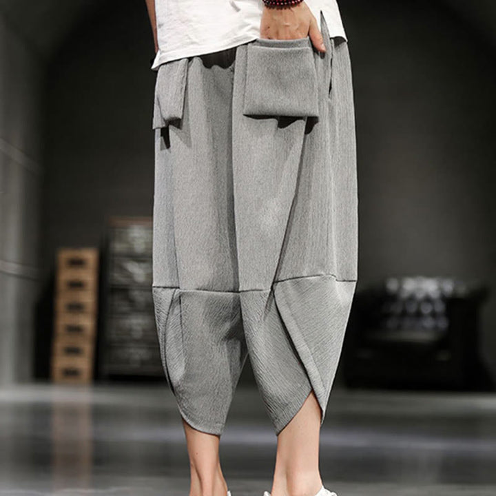 Pantalon court d'été en coton et lin pour homme avec poches Buddha Stones - image 3