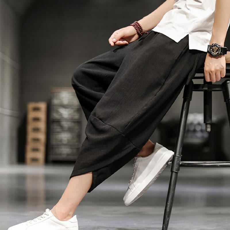 Pantalon court d'été en coton et lin pour homme avec poches Buddha Stones - image 28