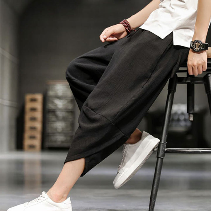 Pantalon court d'été en coton et lin pour homme avec poches Buddha Stones - image 28