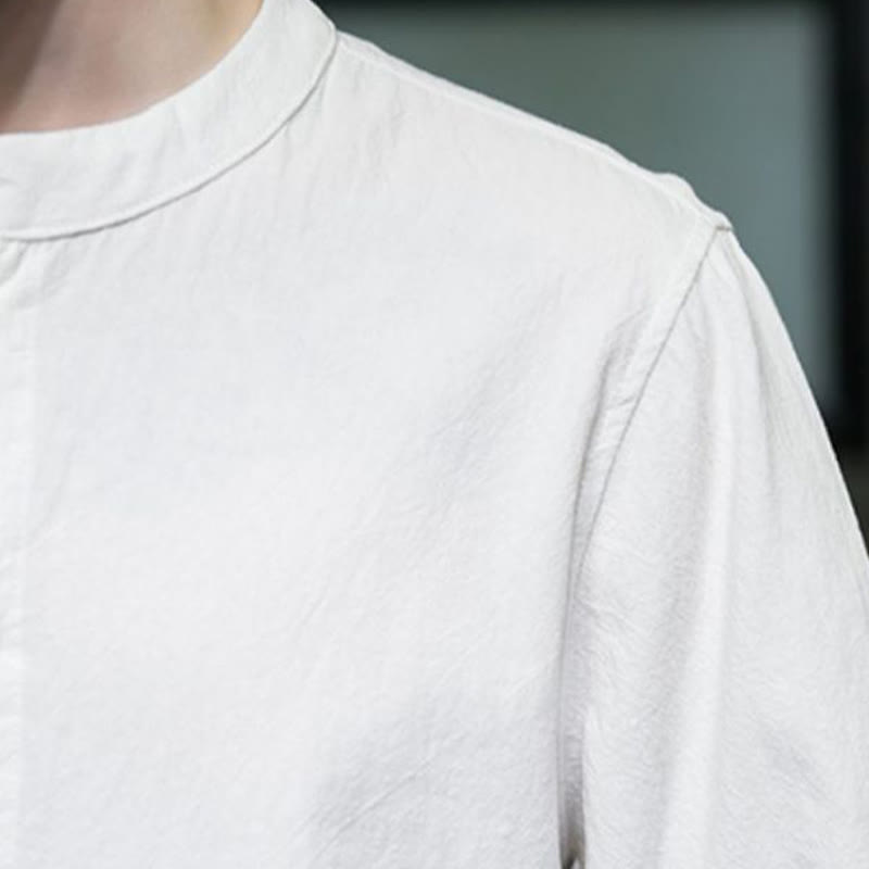 Chemise en coton à manches courtes pour homme de couleur unie Buddha Stones - image 8