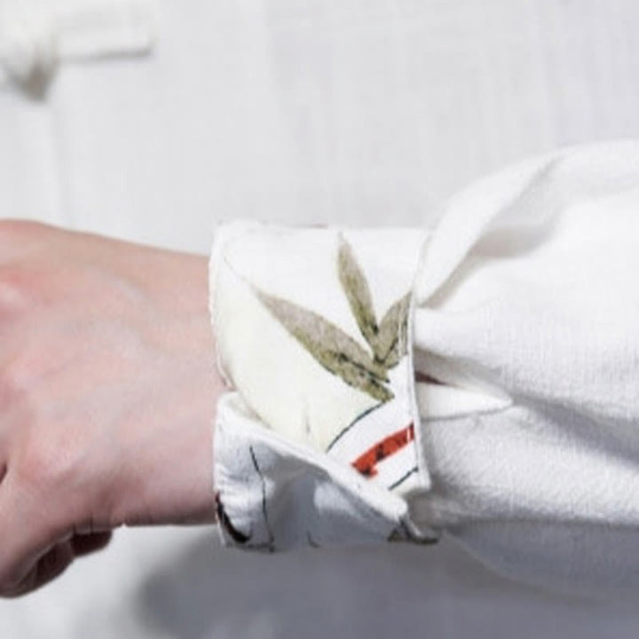 Costume Tang chinois à boutons de grenouille avec Buddha Stones, chemise à manches longues en feuilles de bambou, veste en coton et lin pour hommes - image 5