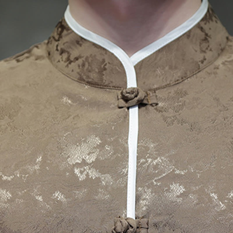 Chemise à manches courtes pour homme avec imprimé de boutons de grenouille et de Buddha Stones