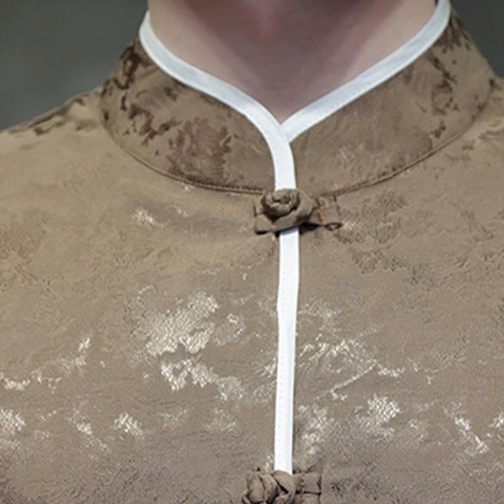 Chemise à manches courtes pour homme avec imprimé de boutons de grenouille et de Buddha Stones