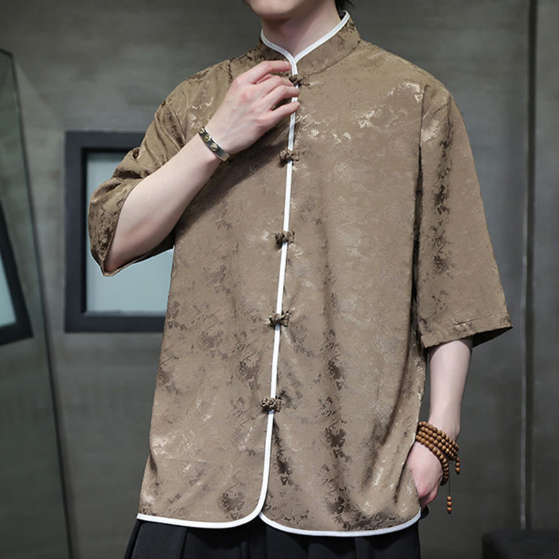 Chemise à manches courtes pour homme avec imprimé de boutons de grenouille et de Buddha Stones