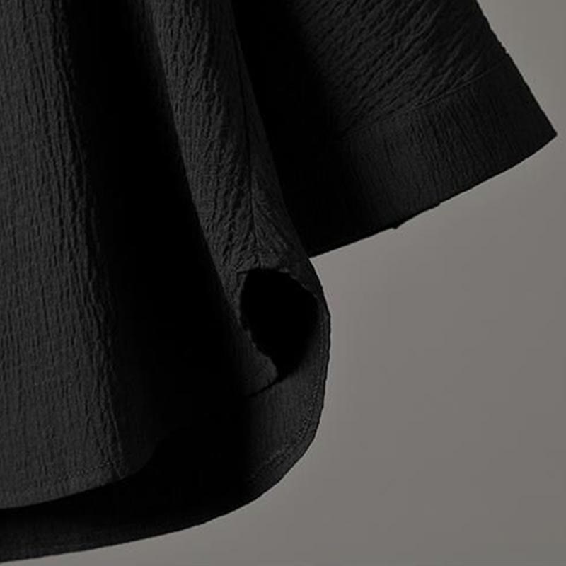 Chemise à manches trois-quarts à col en V de couleur unie Buddha Stones, pantalon décontracté, vêtements pour hommes - image 15