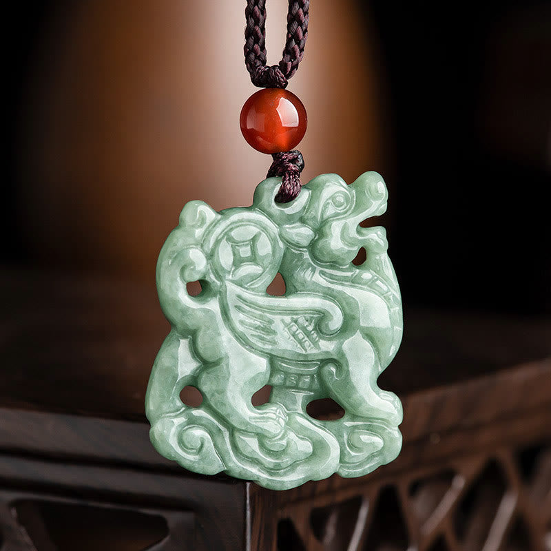 Collier pendentif en jade PiXiu avec Buddha Stones pour la richesse et la chance - Jade PiXiu - image 1