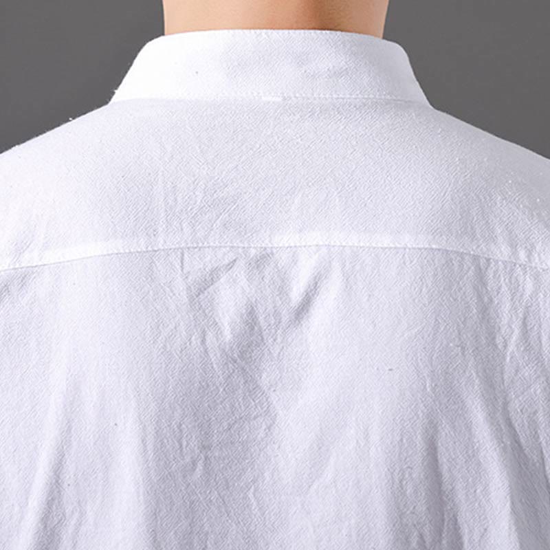 Chemise d'été en coton à manches mi-longues et boutons Buddha Stones pour hommes