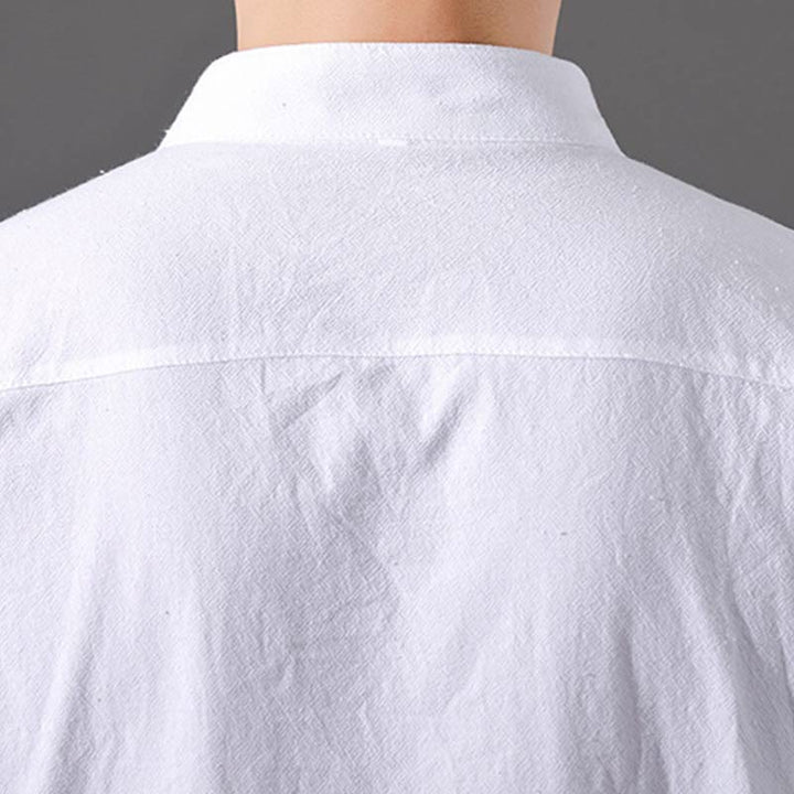 Chemise d'été en coton à manches mi-longues et boutons Buddha Stones pour hommes