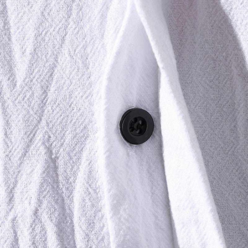 Chemise d'été en coton à manches mi-longues et boutons Buddha Stones pour hommes