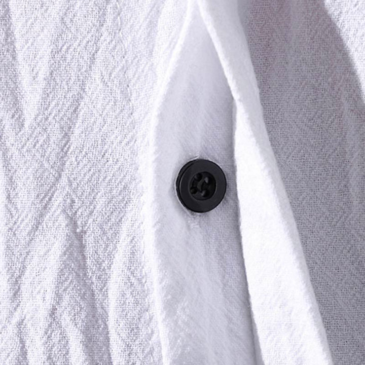 Chemise d'été en coton à manches mi-longues et boutons Buddha Stones pour hommes
