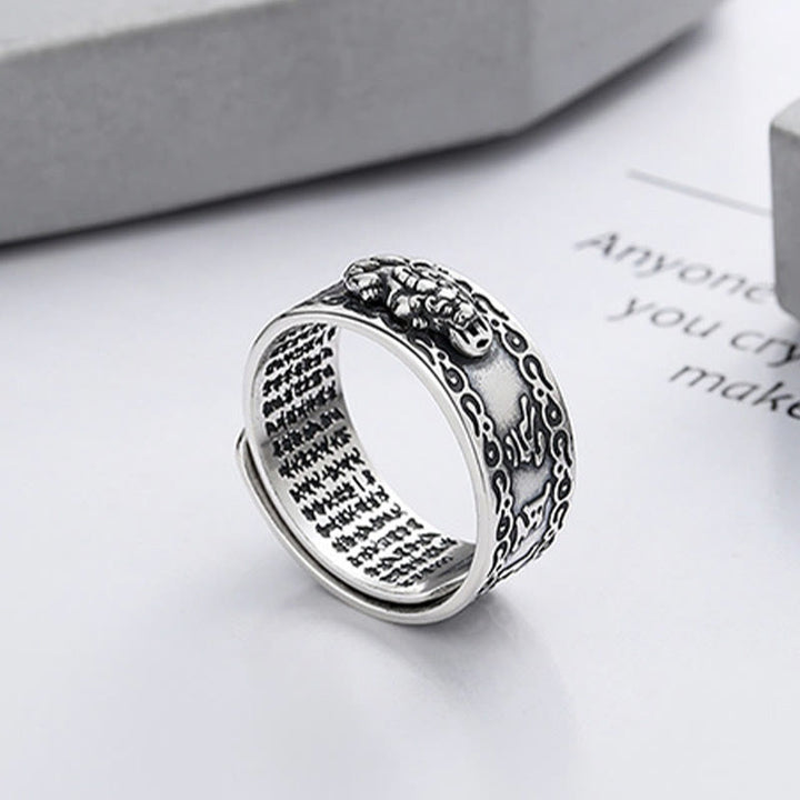 Bague ajustable en argent sterling 925 Buddha Stones et inscription PiXiu sculptée - image 2