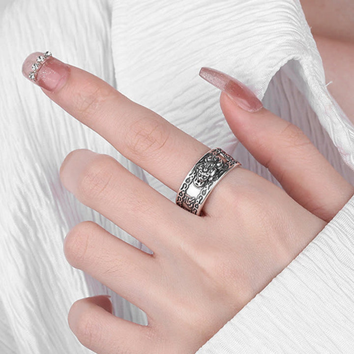 Bague ajustable en argent sterling 925 Buddha Stones et inscription PiXiu sculptée - image 7