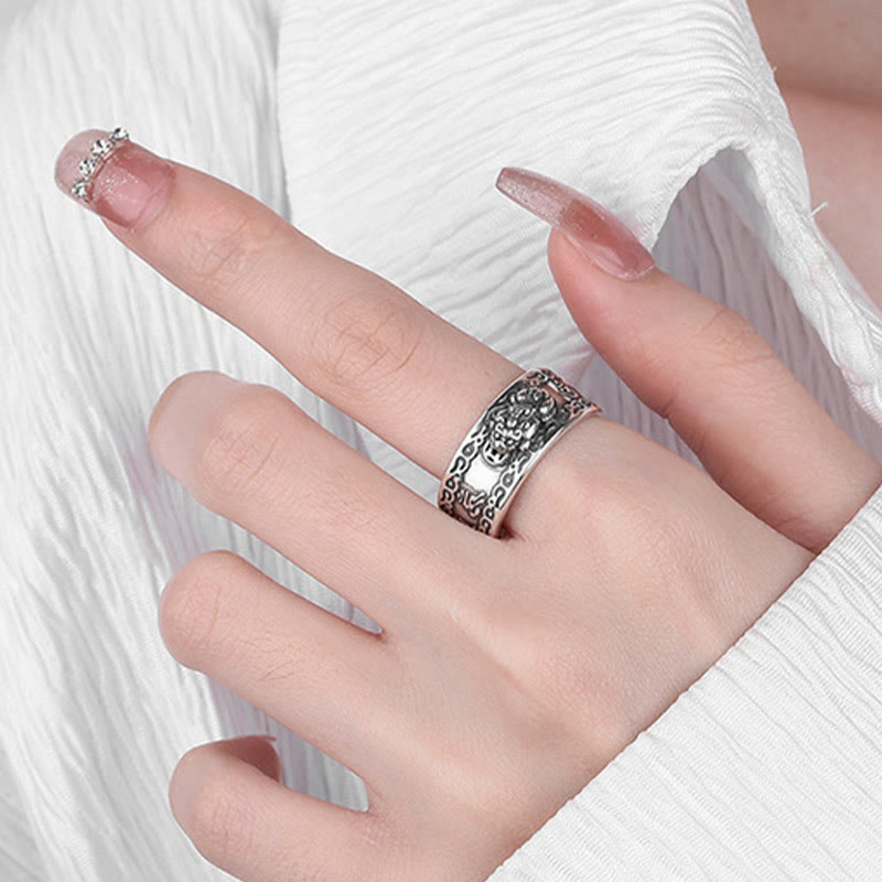 Bague ajustable en argent sterling 925 Buddha Stones et inscription PiXiu sculptée - image 7