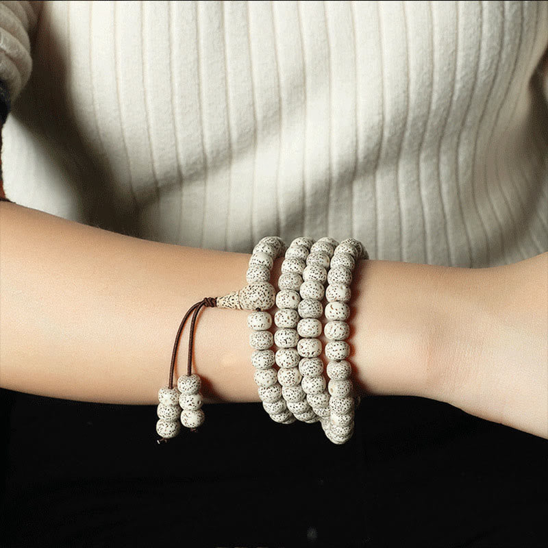 Bracelet tibétain en agate et ambre avec graines de Bodhi et Buddha Stones