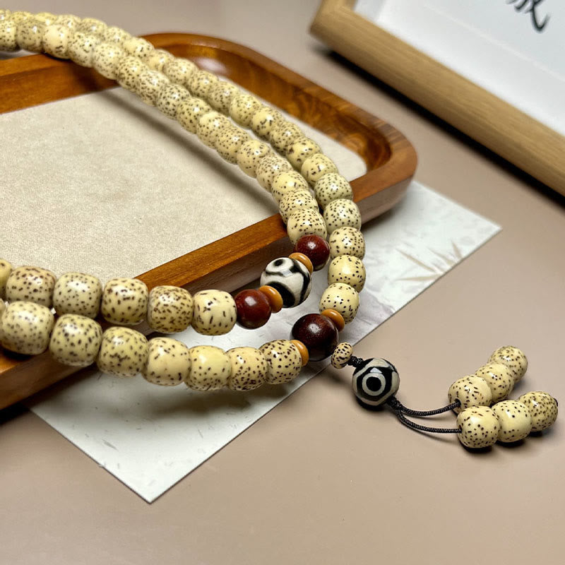 Bracelet Mala 108 Buddha Stones en perles de Bodhi Seed Dzi pour éloigner les mauvais esprits