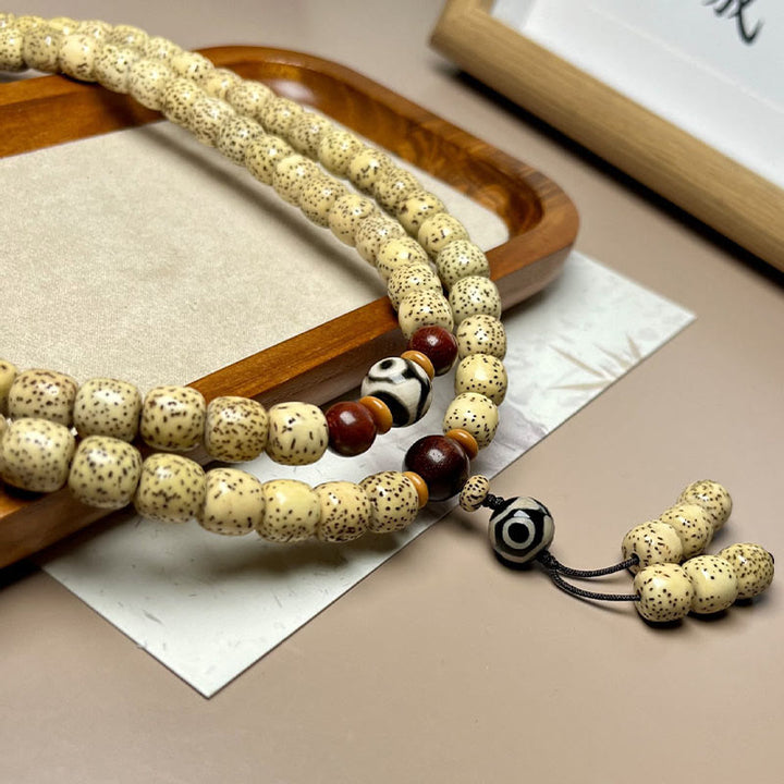 Bracelet Mala 108 Buddha Stones en perles de Bodhi Seed Dzi pour éloigner les mauvais esprits